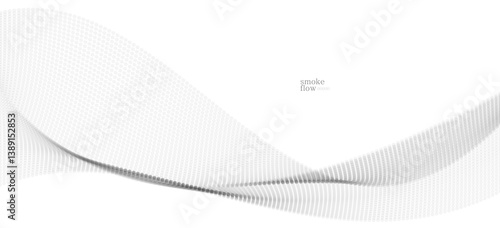 Vector abstract background with wave of flowing particles, smoke flowing light grey design, smooth and soft relaxing image.