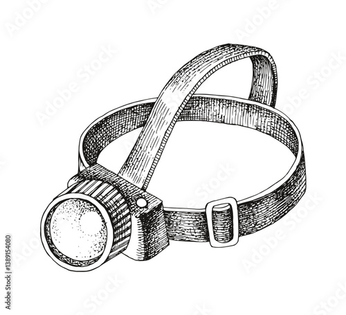Head flashlight hand drawn vector illustration