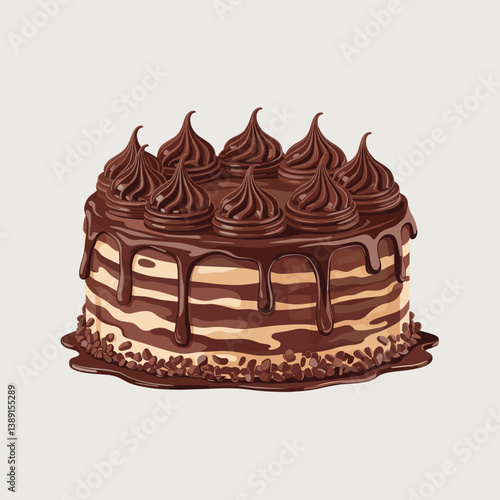 Bumpy Cake Chocolate Dessert Illustration Print