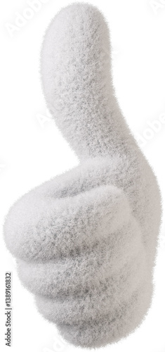 White fuzzy hand showing thumb up