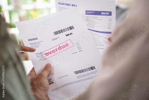 Canvas Print Couple facing overdue bills and financial pressure at home, stressed by inflatio