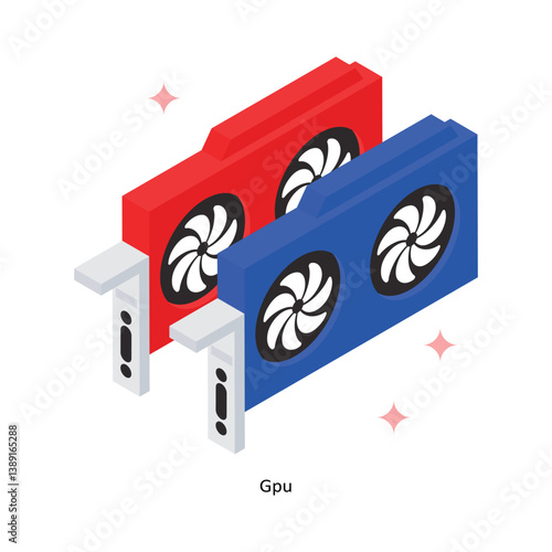 Gpu Concept Isometric Style Illustrations. Eps 10 File