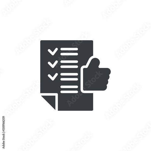 Checklist with a thumbs up gesture vector icon