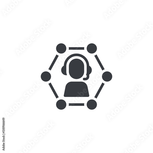 Customer service agent with a neural network vector icon