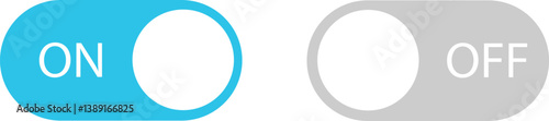 Set of simple on/off switches in different variation. User interfaces buttons. Vector icons in flat style.