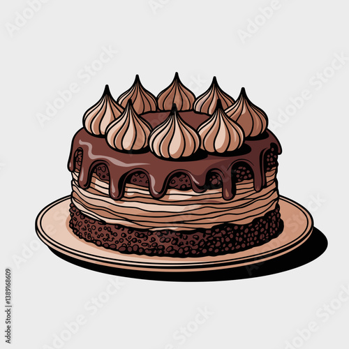 Bumpy Cake Chocolate Dessert Illustration Print