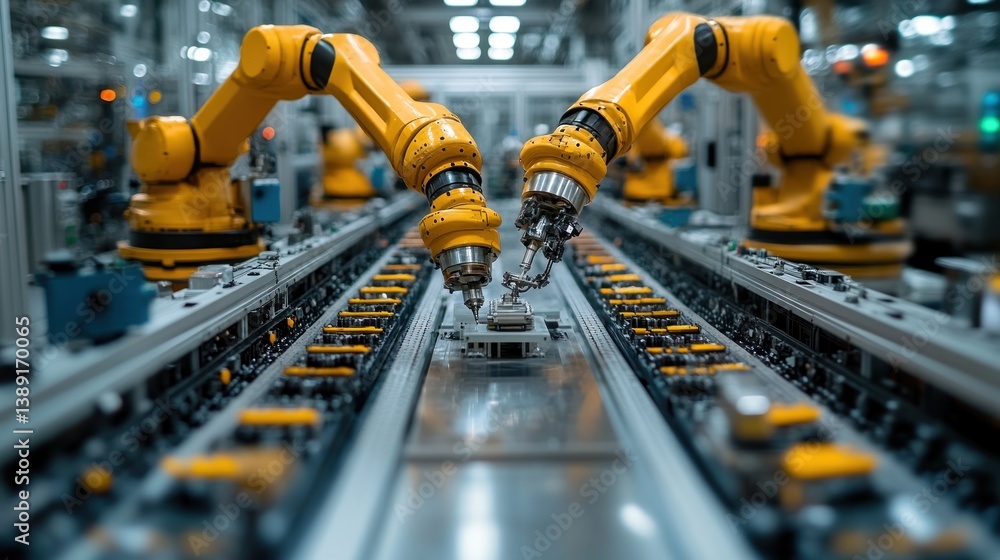 Automated assembly line in a modern factory Automated assembly line in a modern factory