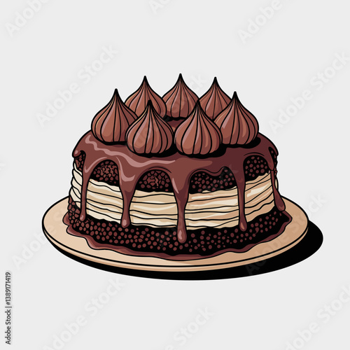 Bumpy Cake Chocolate Dessert Illustration Print
