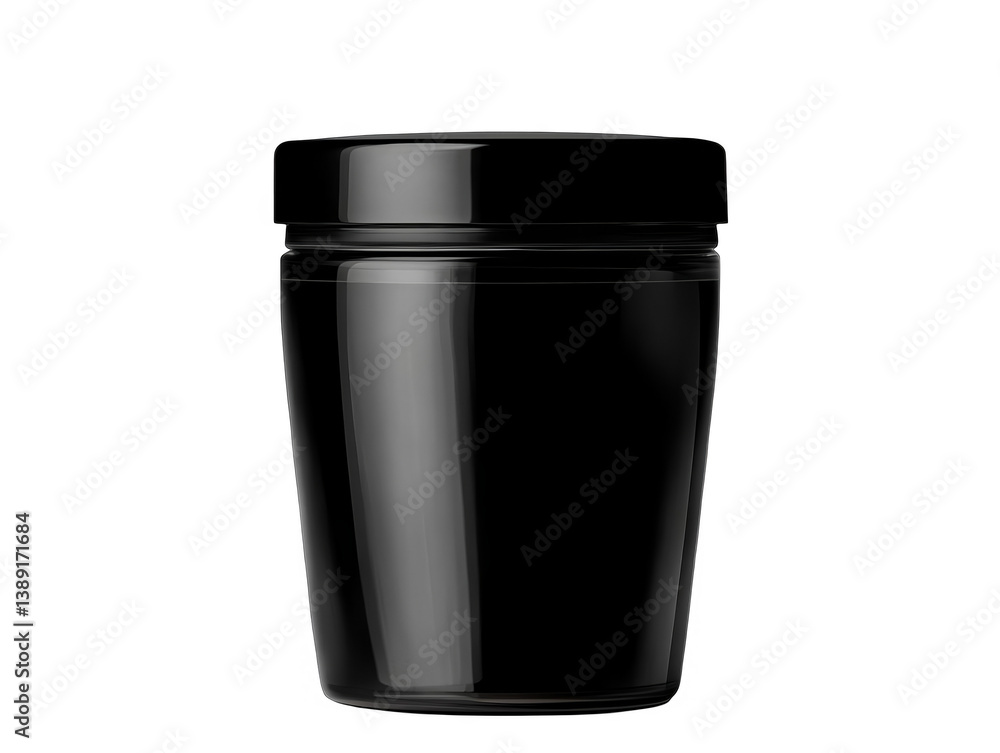Glossy Black Jar On Transparent Background Isolated Studio Photo Glossy Black Jar On Transparent Background Isolated Studio Photo
