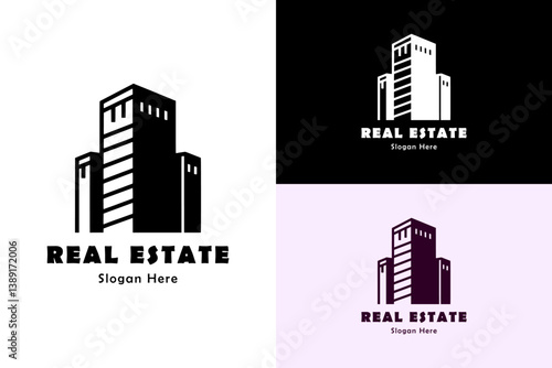 two tone residential apartment design illustration, icon, vector, logo for builder, construction companies, flat, monument, tourism, property firm, landmark, real estate, and more