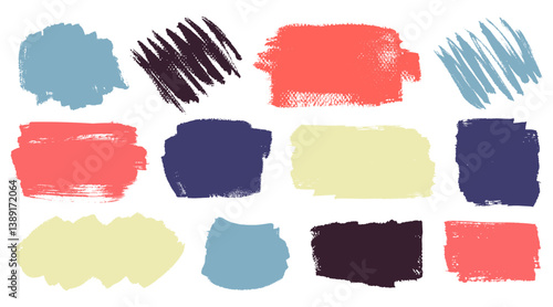 Vector stains abstract paint brush strokes set