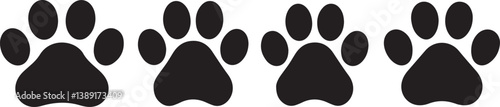 Simple Black Paw Prints in a Row