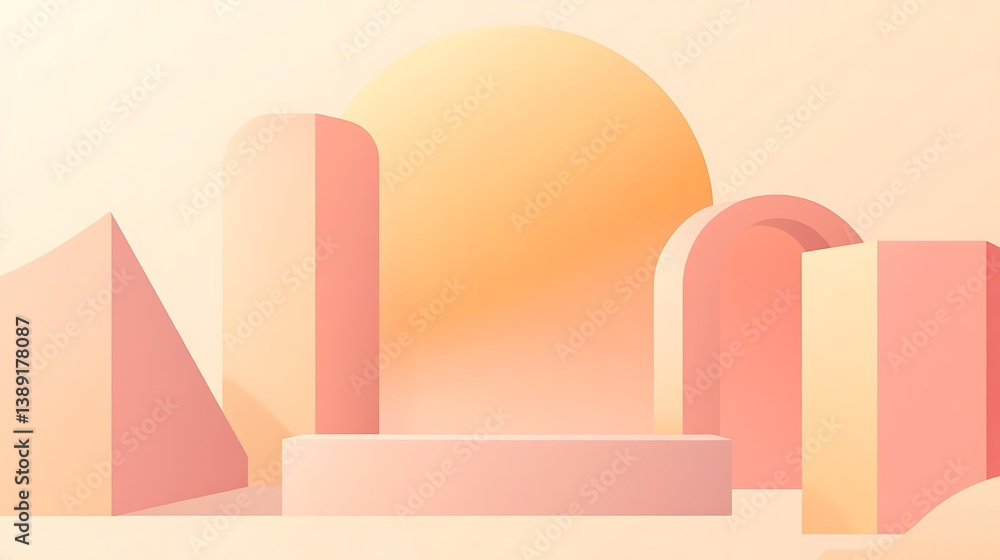 Abstract pastel pink and orange geometric shapes background. Abstract pastel pink and orange geometric shapes background.