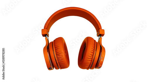 Isolated Orange Headphones Illustration On Black Background