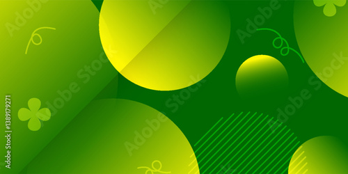 Abstract green gradient banner background with circles.