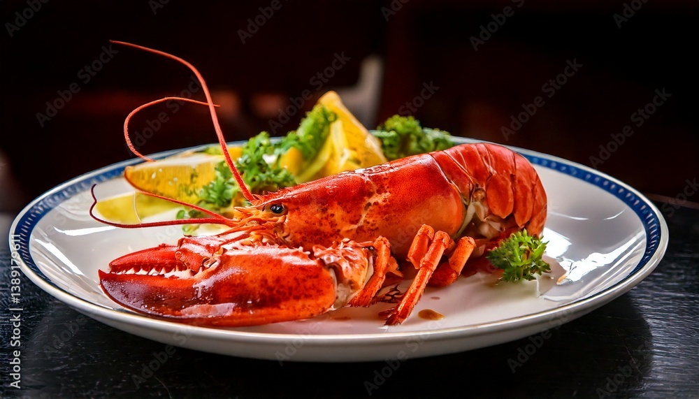 Perfectly cooked lobster arranged on a plate, highlighting premium seafood preparation and elegant presentation. Ideal for showcasing gourmet dining, luxury cuisine, high-end restaurant cuisine, Perfectly cooked lobster arranged on a plate, highlighting premium seafood preparation and elegant presentation. Ideal for showcasing gourmet dining, luxury cuisine, high-end restaurant cuisine,