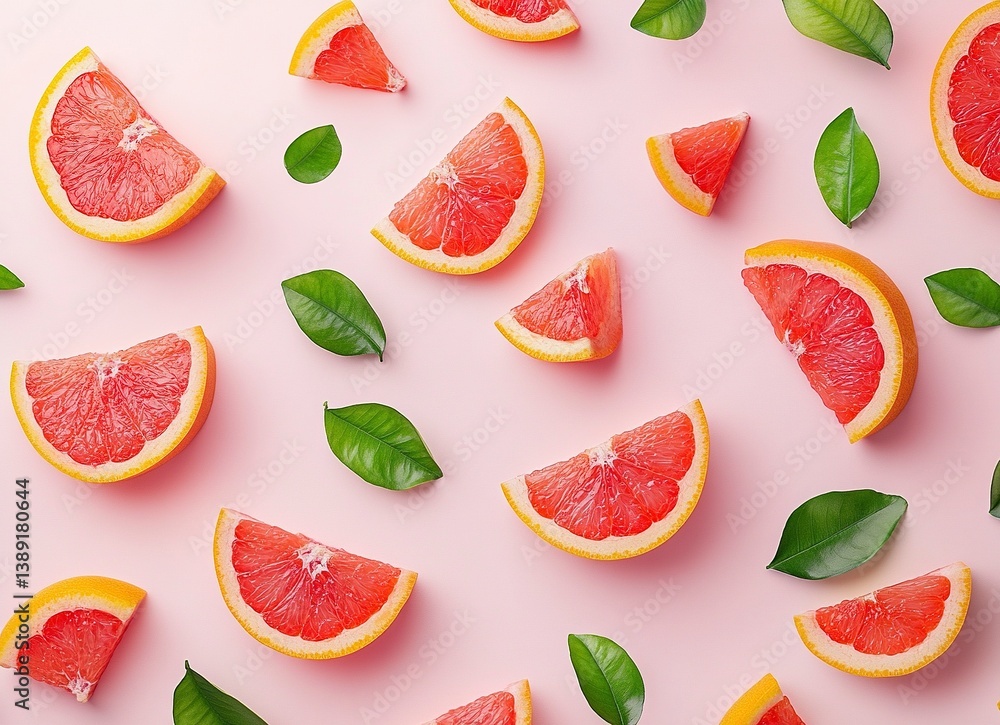 Giclee print of red grapefruit slices on a background, top view. Flat lay, stock photo, high resolution. Giclee print of red grapefruit slices on a background, top view. Flat lay, stock photo, high resolution.