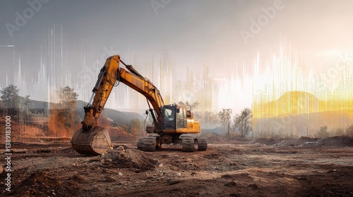 Wallpaper Mural Excavator Operating in Construction Zone During Sunset Action Torontodigital.ca
