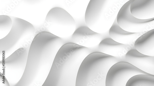 Wall pattern, abstract 3D banner with white and gray gradient background, wavy curve, modern.