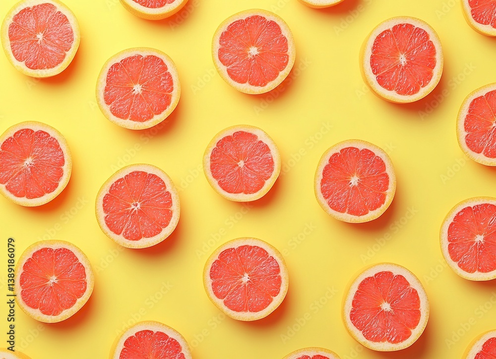 Grapefruit background, fresh grapefruits cut in half pattern, close up, top view. Flat lay of red grapefruit slices. Top-down composition with copy space for design or text. Grapefruit background, fresh grapefruits cut in half pattern, close up, top view. Flat lay of red grapefruit slices. Top-down composition with copy space for design or text.