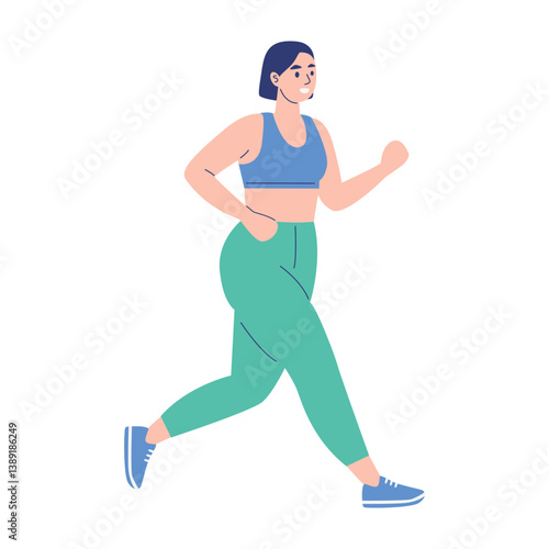 Confident Woman Jogging to Maintain Fitness and Embrace a Healthy Lifestyle