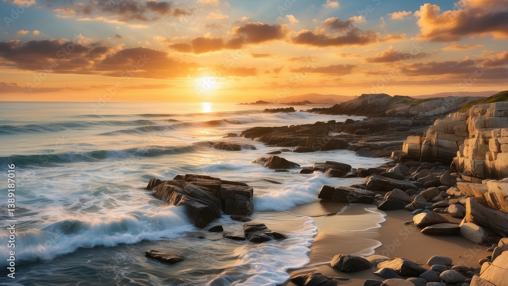 first light of day, breaking, Atlantic coastline, sky, vibrant colors, reflecting, ocean's surface, breathtaking, landscape. first light of day, breaking, Atlantic coastline, sky, vibrant colors, reflecting, ocean's surface, breathtaking, landscape.