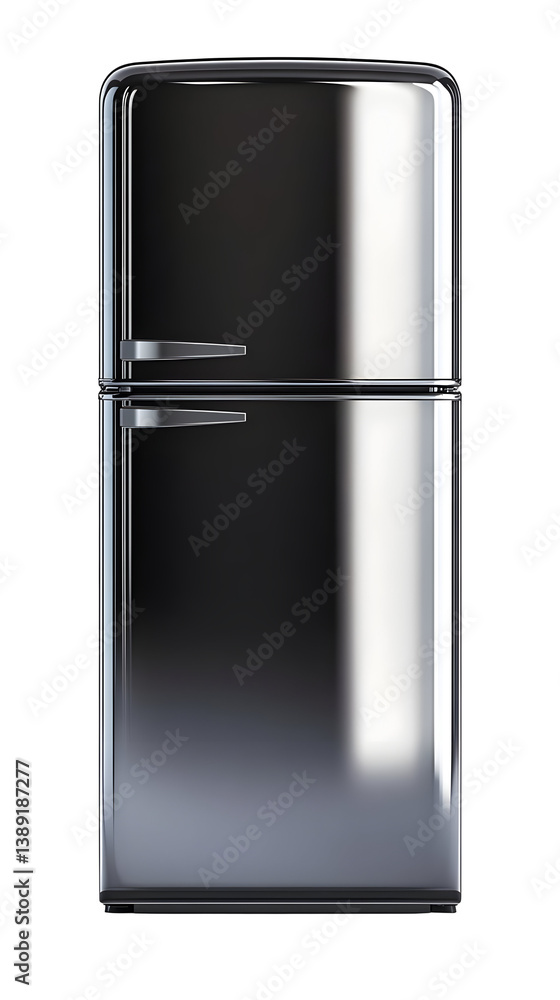 Isolated 3D Illustration Of A Shiny Chrome Refrigerator On Transparent Background Isolated 3D Illustration Of A Shiny Chrome Refrigerator On Transparent Background