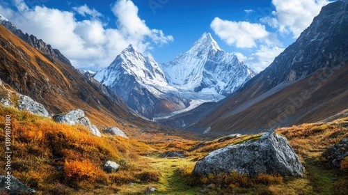 Majestic mountain landscape with towering peaks