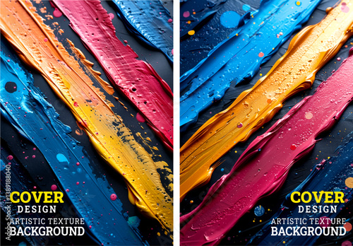 Artistic impasto style colorful texture Modern brochure template design, Luxury texture design, colorful background, colorful texture, Hand drawn texture design for fabric, invitation, print