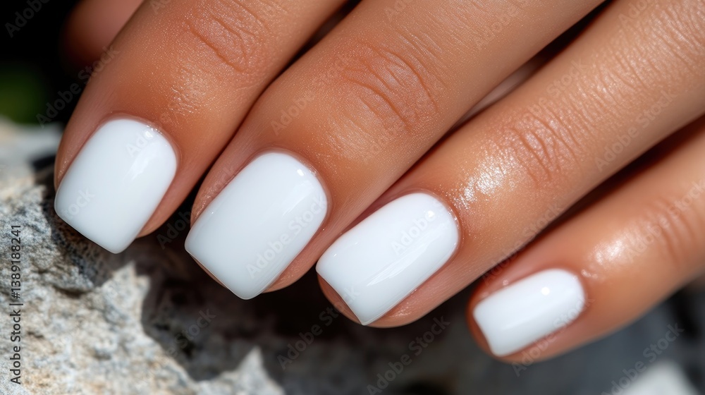 Close-up of manicured white nails Close-up of manicured white nails