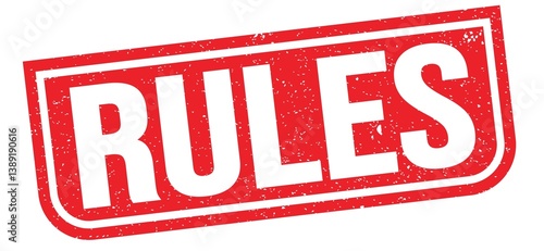 RULES text written on red stamp sign.