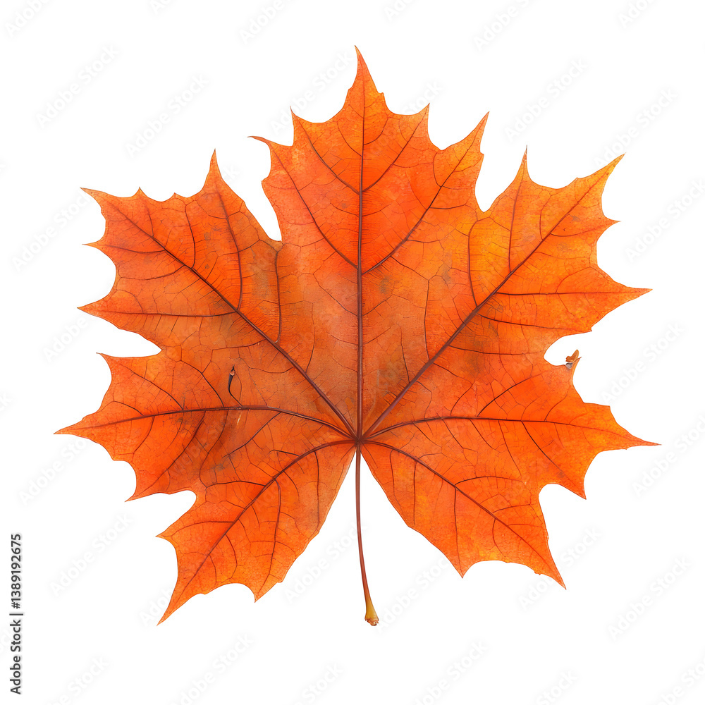 Obraz premium Isolated Autumn Leaf Illustration With Vibrant Orange Color On Transparent Background
