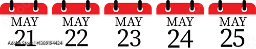 May calendar icon set.Calendar Event schedule date. Meeting appointment time. Agenda plan, May month schedule calendar and Time planner.calendar date icon on white background.