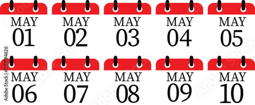 May calendar icon set.Calendar Event schedule date. Meeting appointment time. Agenda plan, May month schedule calendar and Time planner.calendar date icon on white background.