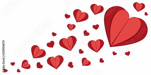 Stylized Red Heart Illustration with Trailing Hearts for Love and Celebration.