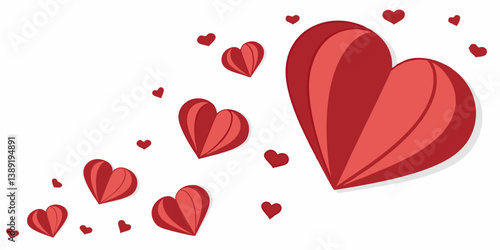 Stylized Red Heart Illustration with Trailing Hearts for Love and Celebration.