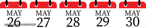 May calendar icon set.Calendar Event schedule date. Meeting appointment time. Agenda plan, May month schedule calendar and Time planner.calendar date icon on white background.