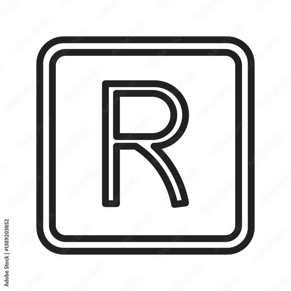 Registered icon vector image. Suitable for mobile apps, web apps and print media. Registered icon vector image. Suitable for mobile apps, web apps and print media.