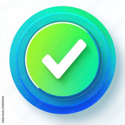 Circular green icon with white checkmark and blue outer ring isolated on white background Free Download Circular green icon with white checkmark and blue outer ring isolated on white background - GFXLoad