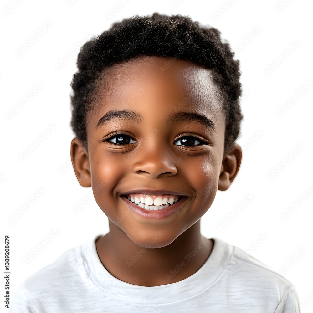 Cheerful Young Boy Smiling Brightly in a White Shirt Against a Clean Background Cheerful Young Boy Smiling Brightly in a White Shirt Against a Clean Background