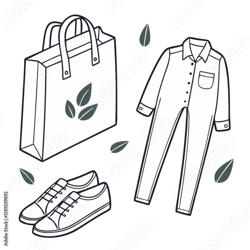 Minimalist Sustainable Fashion Vector – Eco-Friendly Clothing Designs for Modern Brands