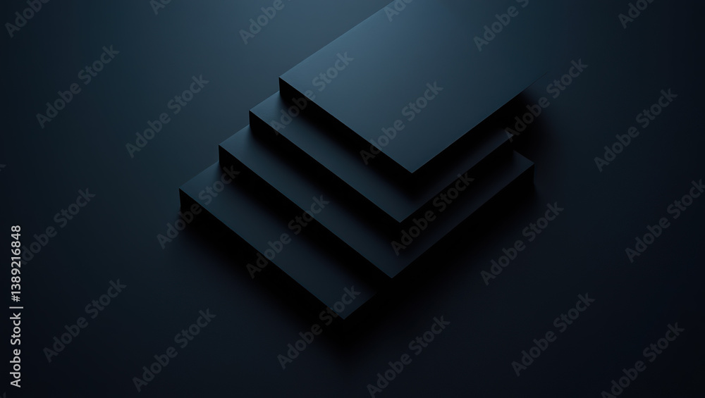 A sleek 3D-rendered abstract design featuring six stepped panels, with subtle lighting and dramatic shadows enhancing the geometric shapes against a dark background. A sleek 3D-rendered abstract design featuring six stepped panels, with subtle lighting and dramatic shadows enhancing the geometric shapes against a dark background.