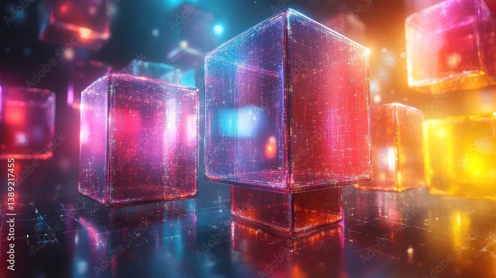Abstract glowing cubes Abstract glowing cubes