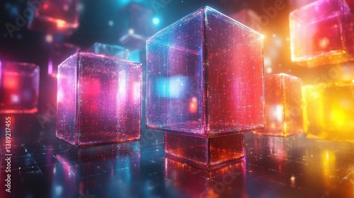 Abstract glowing cubes
