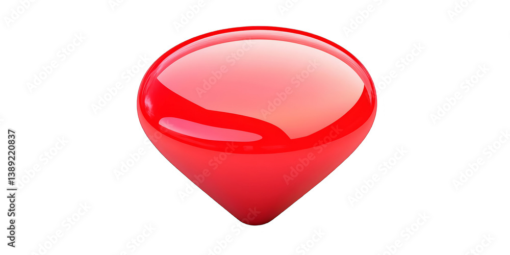 Red Glossy 3D Shape Isolated On Transparent Background