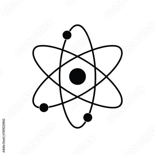 Atomic Structure with Electrons Orbiting Nucleus – Science and Physics Concept Symbol Illustration