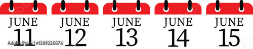 June calendar icon set.Calendar Event schedule date. Meeting appointment time. Agenda plan, May month schedule calendar and Time planner.calendar date icon on white background.
