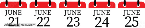 June calendar icon set.Calendar Event schedule date. Meeting appointment time. Agenda plan, May month schedule calendar and Time planner.calendar date icon on white background.