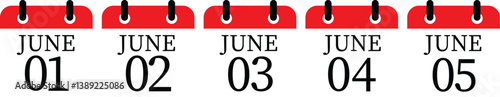 June calendar icon set.Calendar Event schedule date. Meeting appointment time. Agenda plan, May month schedule calendar and Time planner.calendar date icon on white background.