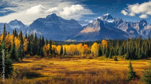 Mountain landscape with rows of peaks in Alaska